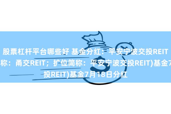 股票杠杆平台哪些好 基金分红：平安宁波交投REIT(基金场内简称：甬交REIT；扩位简称：平安宁波交投REIT)基金7月18日分红